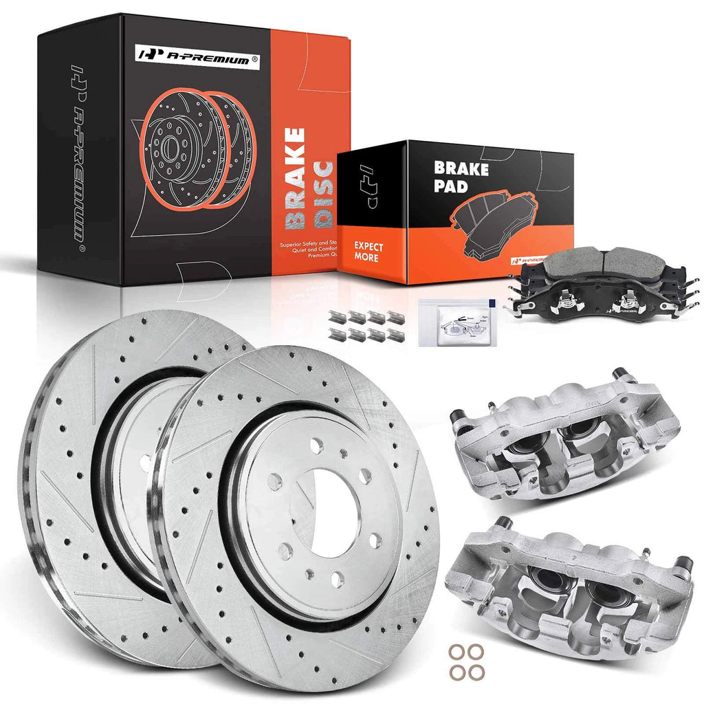 Set of 8 Front Drilled Brake Rotors and Pads for Ford Expedition (2003–2023)