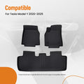 Set of 2 Black Floor Mats Liner for Tesla Model Y (2020–2024) TPE Waterproof