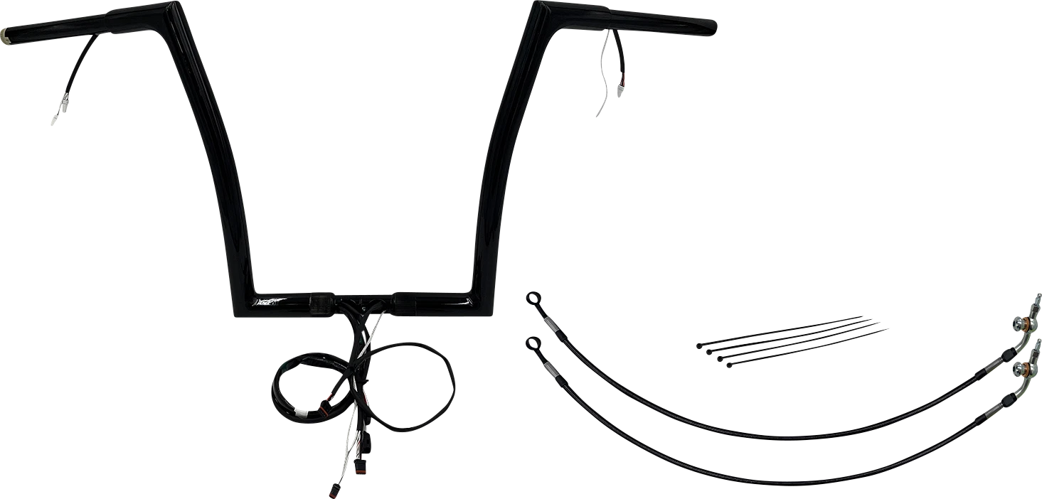 1-1/4" Flat Top Handlebar Kit for Harley Davidson (EZ Install, 14", Black)