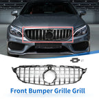 Front Upper Bumper Grille for Mercedes-Benz C180 (Chrome, Silver, Black)
