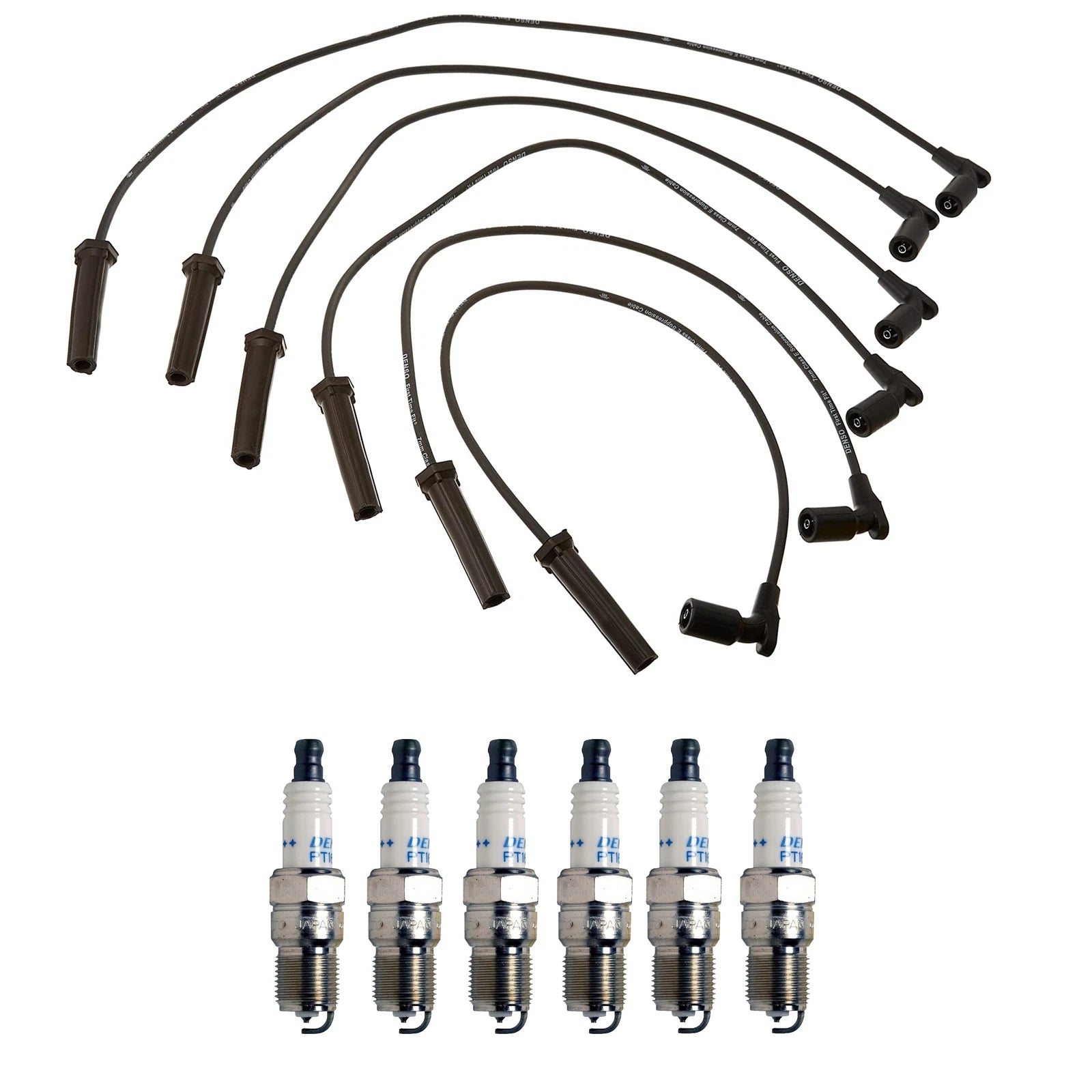 Denso 7mm Wire Set & 6 Double Platinum Spark Plugs for Chevy GMC 4.3L V6 (1996–2002)
