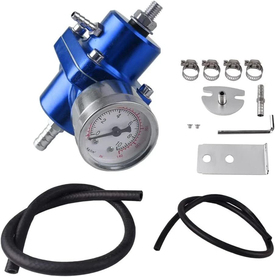 Adjustable Fuel Pressure Regulator with Gauge & Fitting Kit for Universal (All Years)