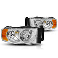 Chrome Housing Headlight Amber Corner Signal Lamps for Dodge Ram 1500-3500 (2002–2005)