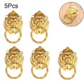 5Pcs Gold Zinc Alloy Lion Head Drawer Door Knob Pulls for Cabinets