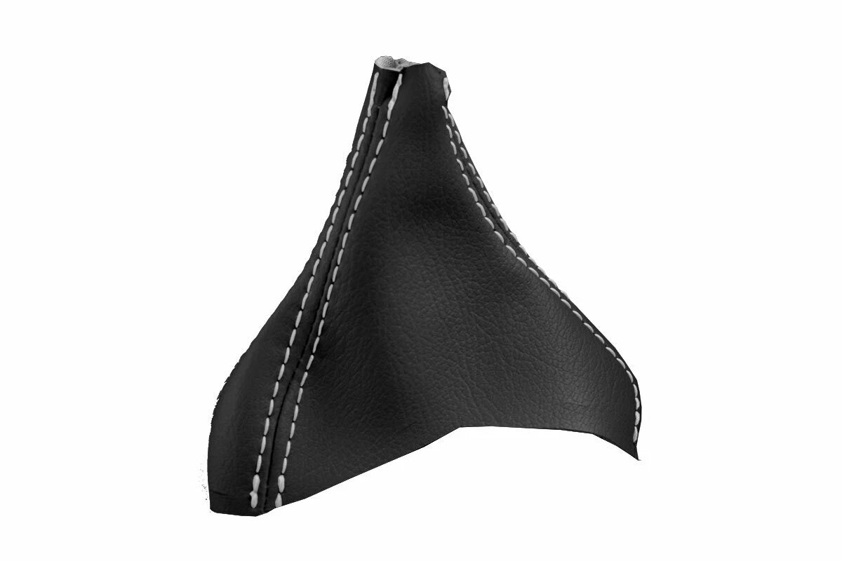 Leather Automatic Shift Boot Cover for Volvo XC90 (2003–2014) Black White Stitch
