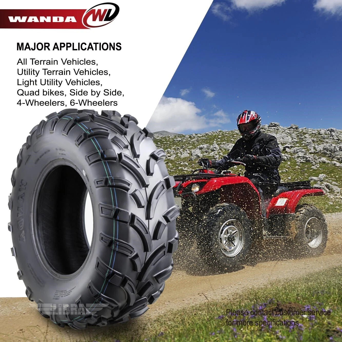 Set of 2 WANDA UTV ATV Tires 24x8-12 Front & 24x9-11 Rear P373 Lit Mud