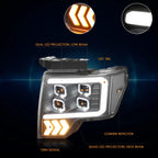 Quad LED DRL + Arrow Signal Projector Headlights for Ford F150 (2009–2014)