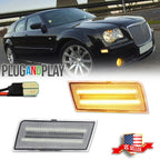 2X Clear Lens Amber LED Front Side Marker Lights for Chrysler 300 (2005–2010)