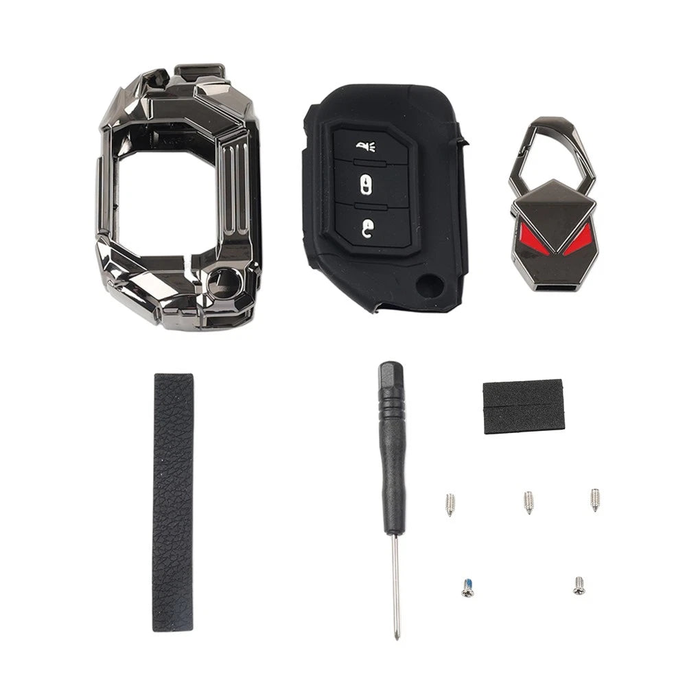 Keyless Remote Key Fob Cover for Jeep Wrangler (2018–2024), Gladiator (2020–2024) Black