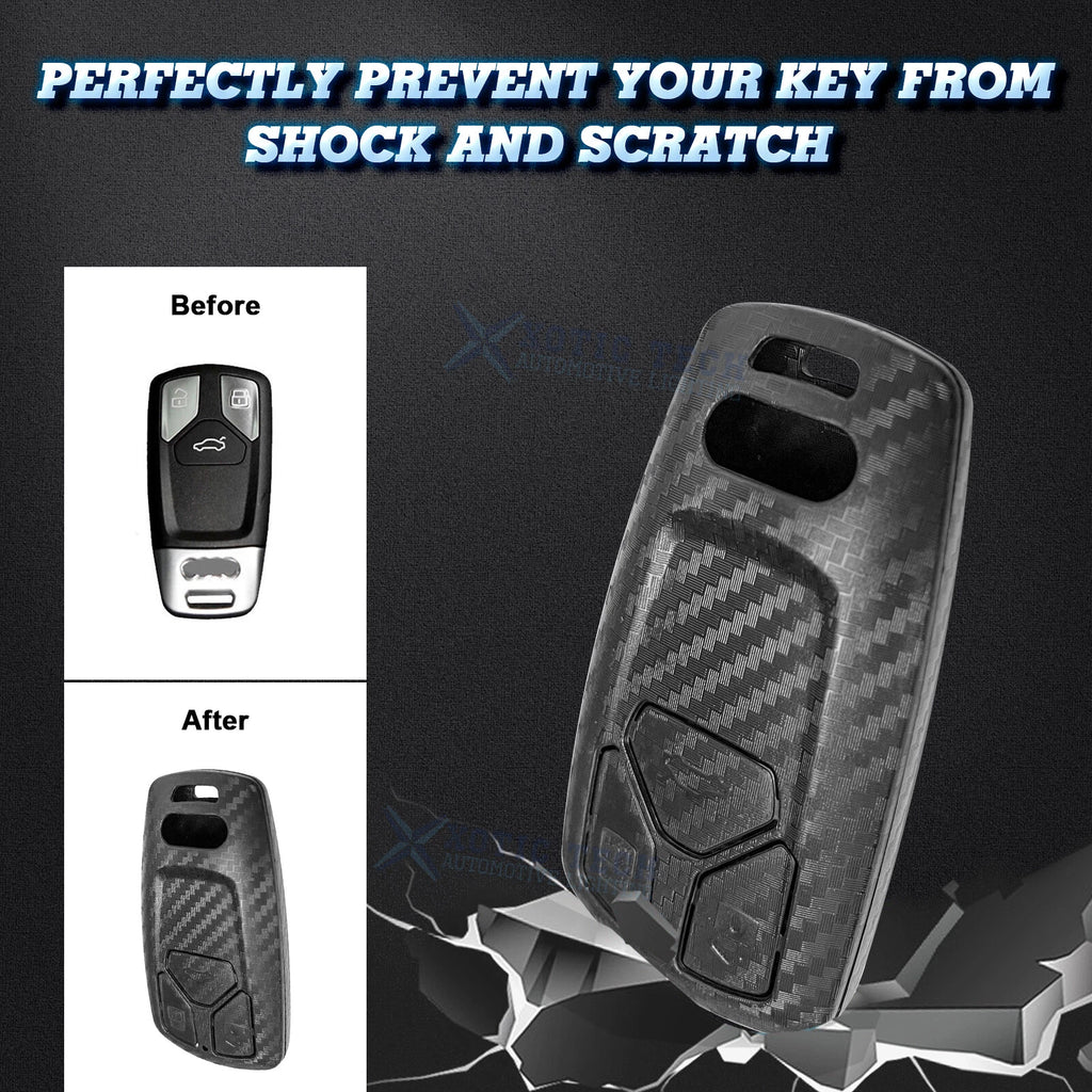 Carbon Fiber Texture Keyless Smart Key Fob Case for Audi A4-A5 S5 (2017-2019)