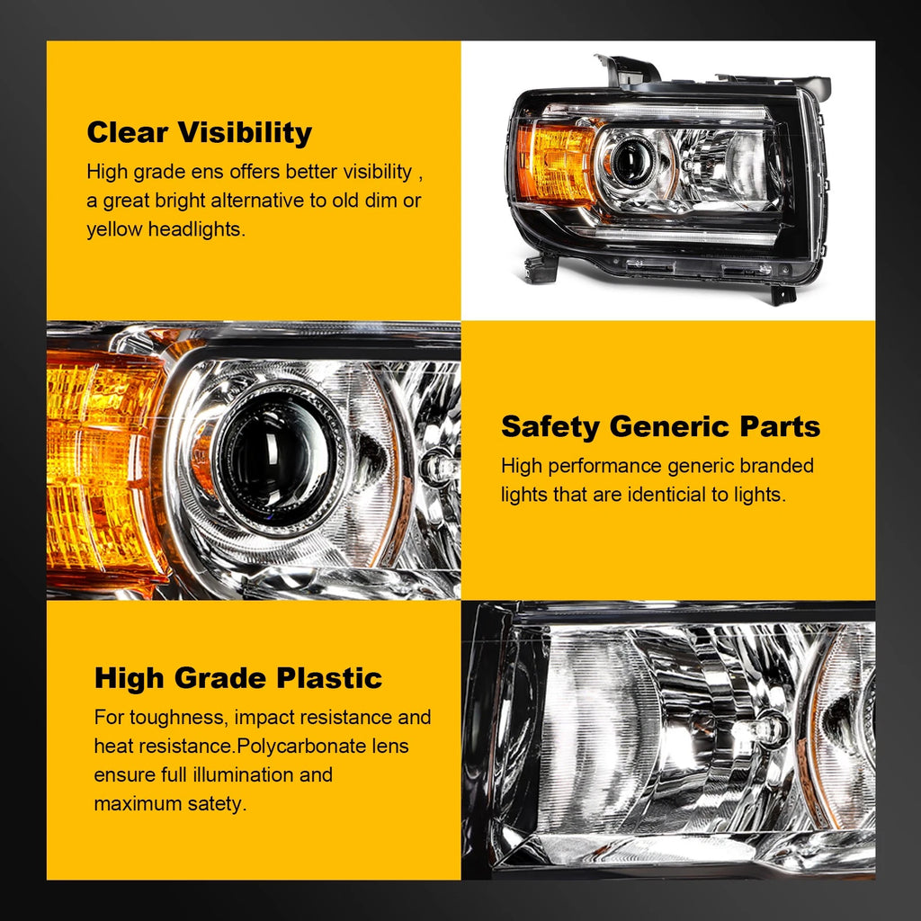 Right Side Headlight for GMC Canyon (2015–2022) with Bulbs and DRL