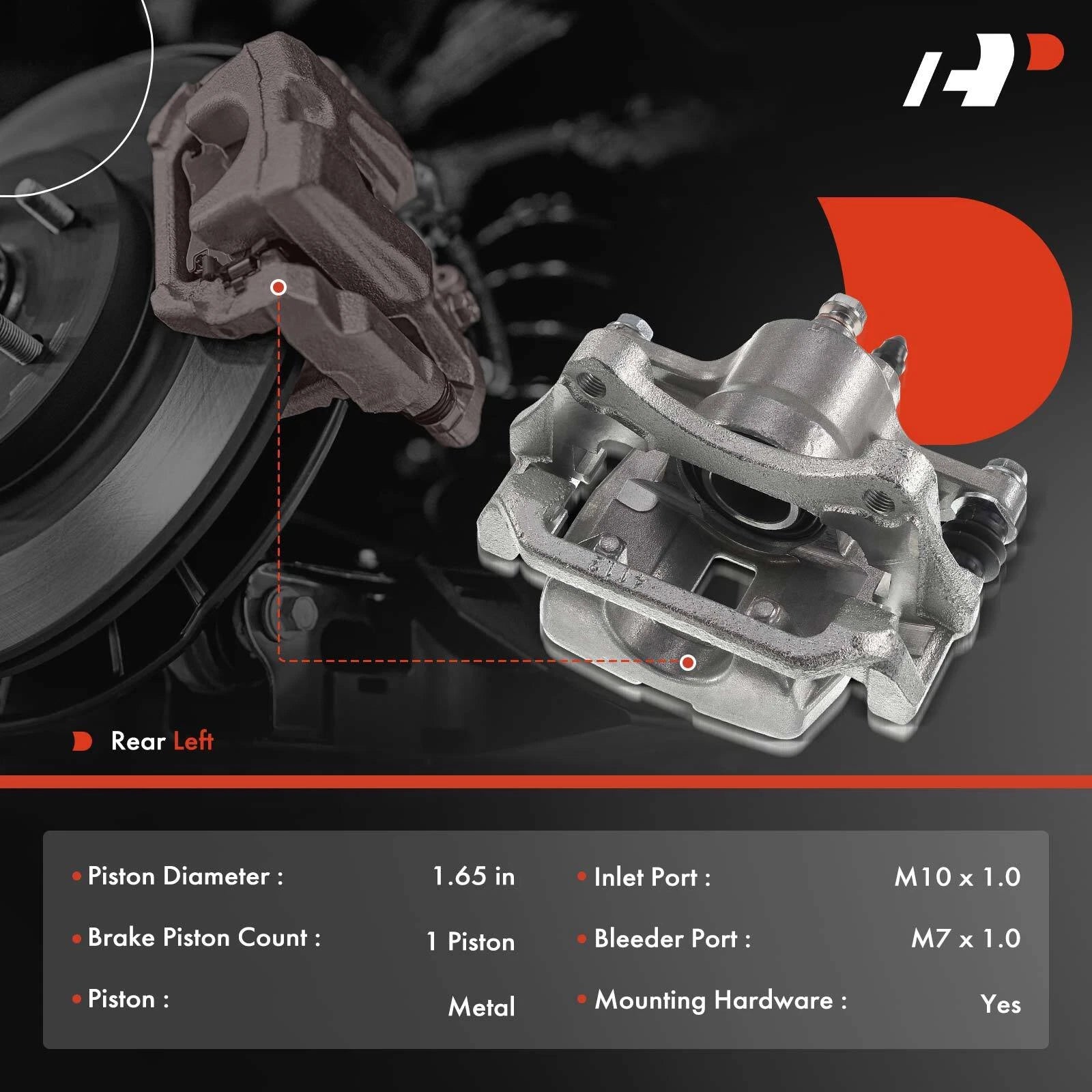 Rear Driver Side Brake Caliper with Bracket for Toyota Highlander (2008-2013)
