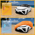 Waterproof Car Cover for Toyota Mirai (2016–2023) - Orange Cotton, Zipper