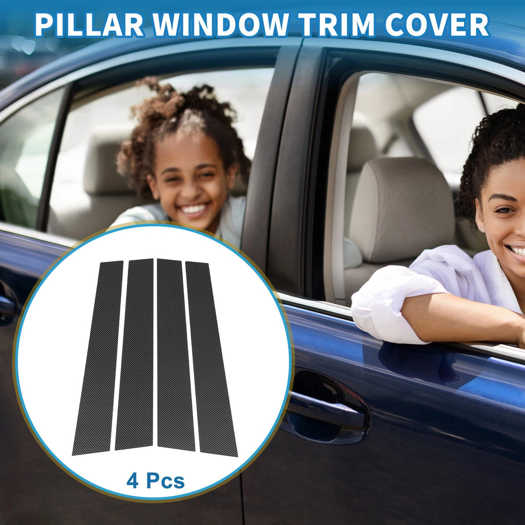Set of 4 Door Pillar Window Trim for Toyota Highlander (Carbon Fiber)