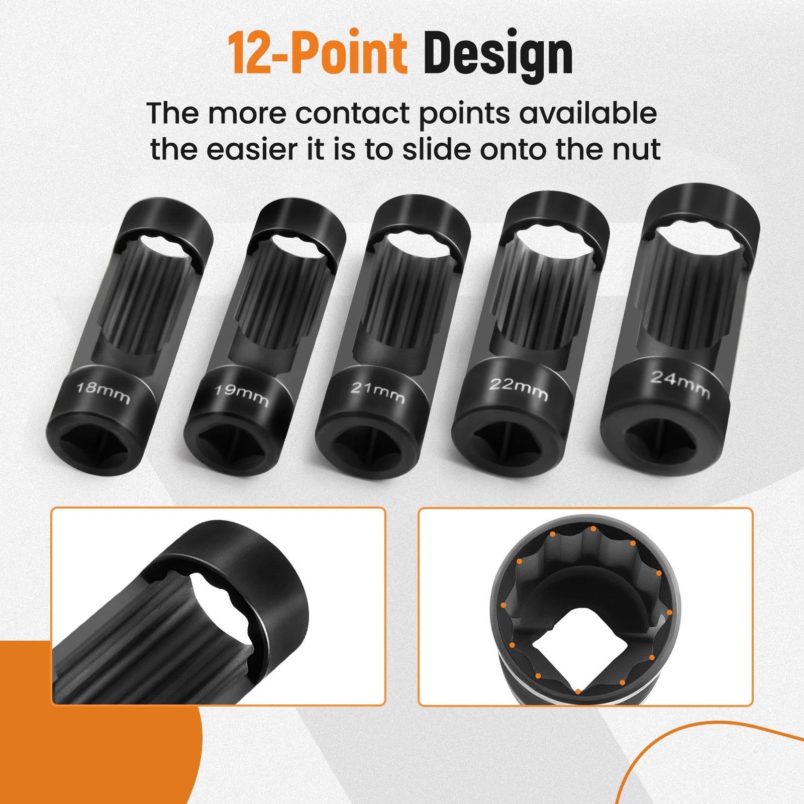 Suspension Strut Nut Socket Set for 1/2" Drive (18mm–24mm) for Audi VW (2010–2024)