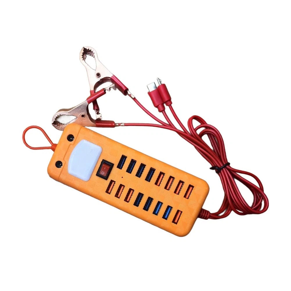 16-Port USB Charging Adapter for Car Battery Use
