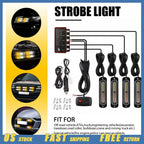 Set of 4 Amber LED Strobe Warning Lights for Pickup SUV 