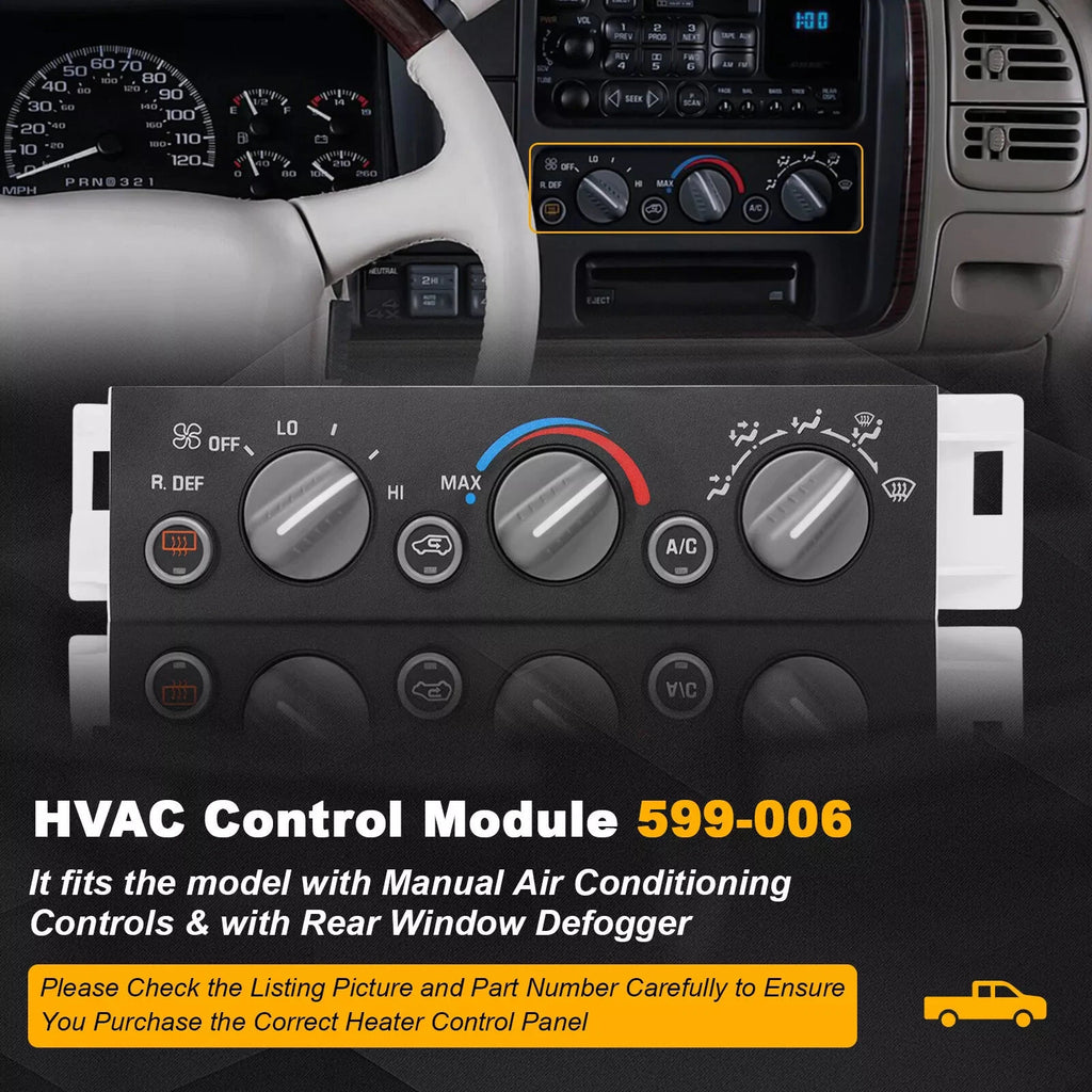 A/C Heater Climate Control Module for Chevy Suburban Tahoe GMC Yukon (2000–2006)