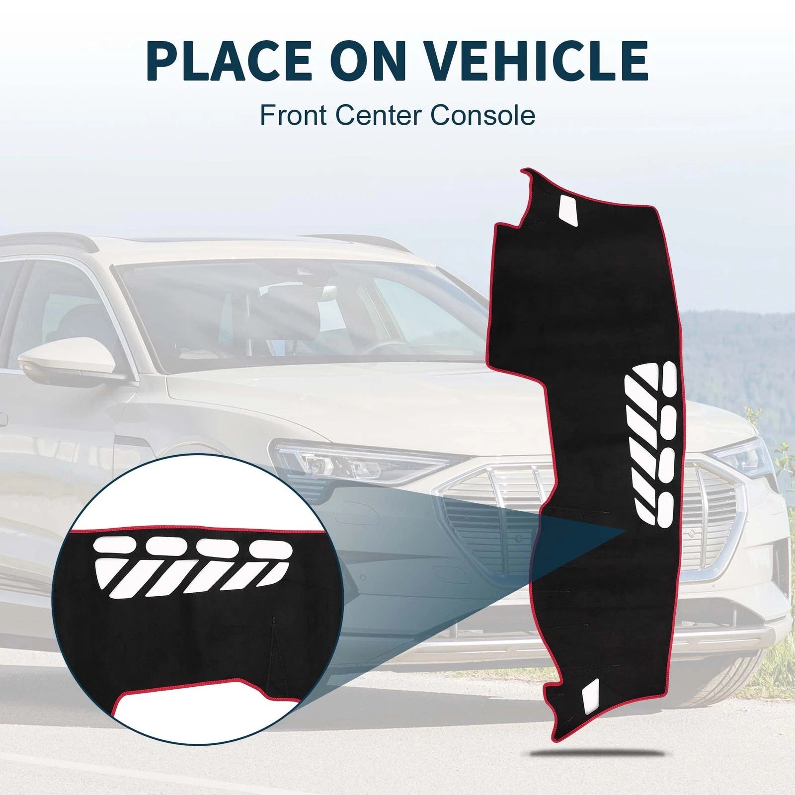 Dashboard Cover Mat for Audi Q2 (2016–2021) Sun Protector Pad Black Red