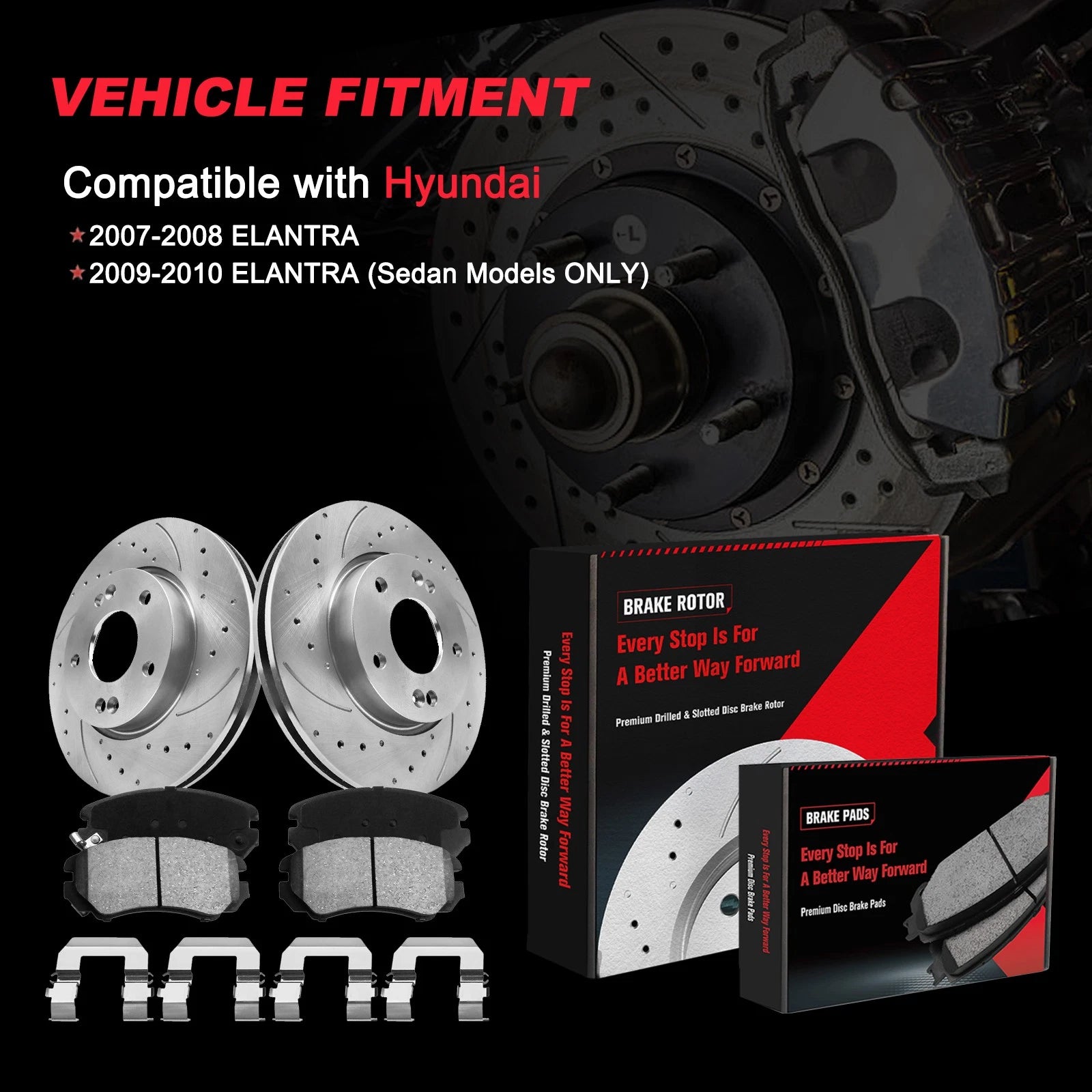 Front Disc Brake Rotors + Ceramic Pads for Hyundai Elantra (2007–2010)