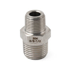 3/8" BSPP Male to 1/2" NPT Male 304 Stainless Hex Nipple Pipe Fitting