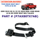 Set of 2 Rear Left & Right Seat Belts for RAM 1500 (2019–2024) 7AX80TX7AB