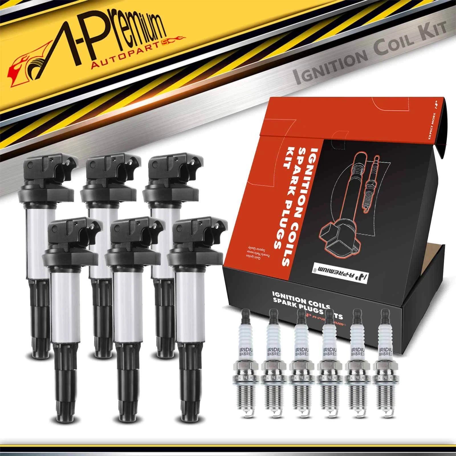 Set of 6 Ignition Coils & Iridium Spark Plugs for BMW 330Ci X3 