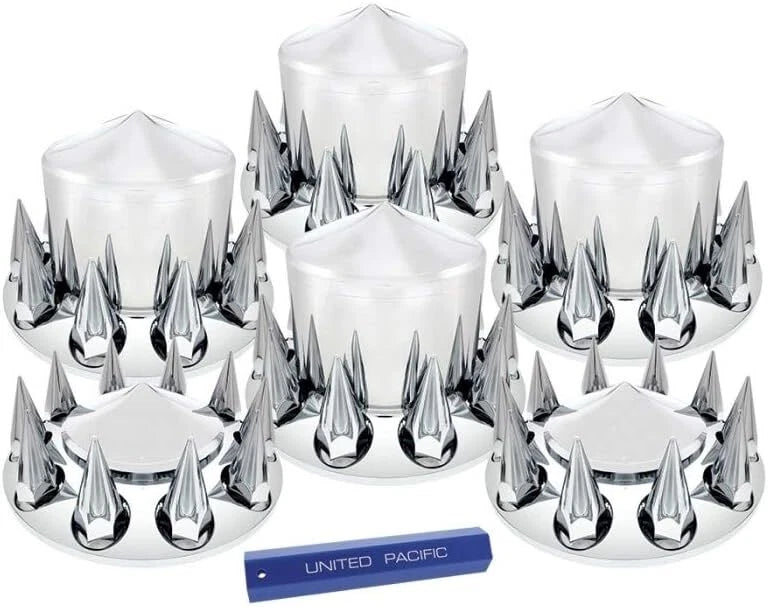 Axle Cover Combo Kit Chrome Pointed for United Pacific (33mm Spike Nut)