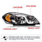 Clear Chrome LED DRL Headlights for Chevy Impala/Monte Carlo (2006–2013)