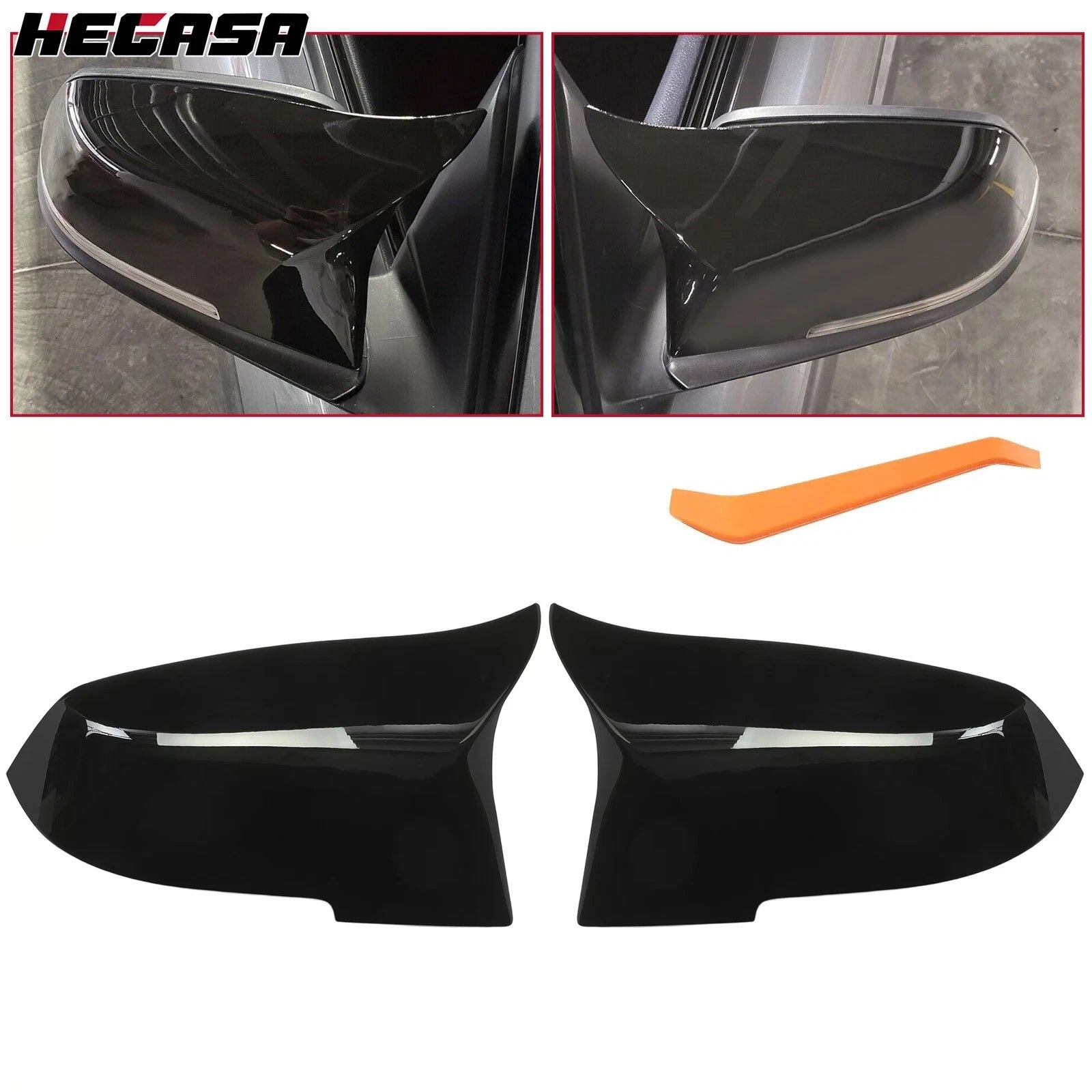 2X Gloss Black Side Mirror Cover Caps for BMW 3/4 Series (2012–2020)
