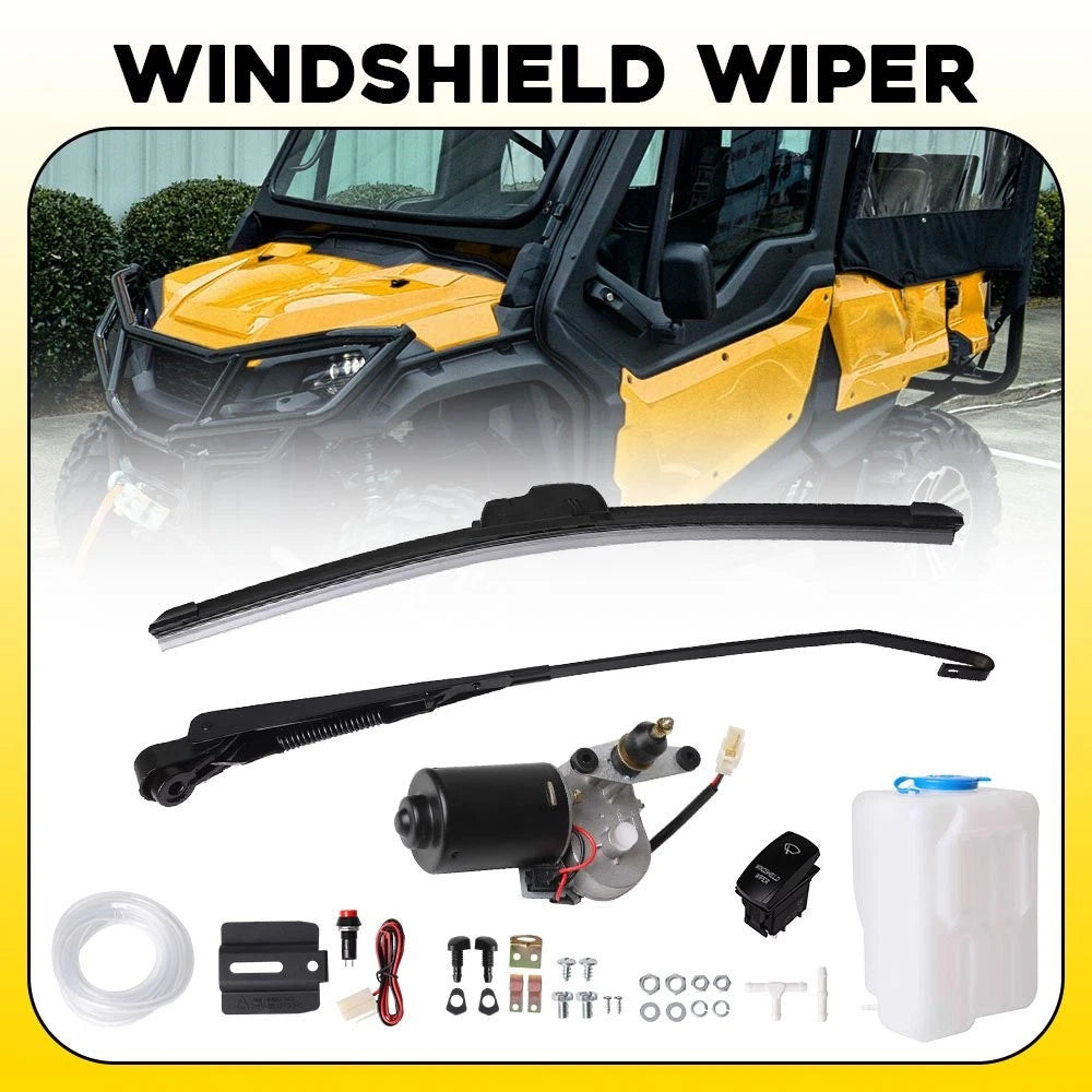 Electric Windshield Wiper Motor Kit + Rocker Switch for Polaris Ranger RZR (2008–2023)