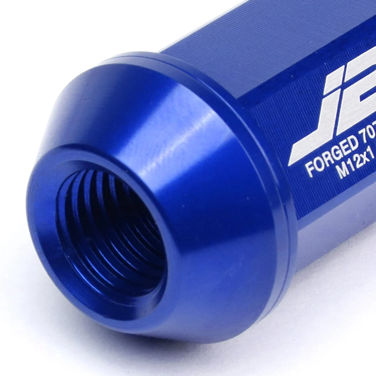 Set of 20 J2 7075 Forged Aluminum M12x1.5 Open-End Lug Nuts w/Adapter - Blue
