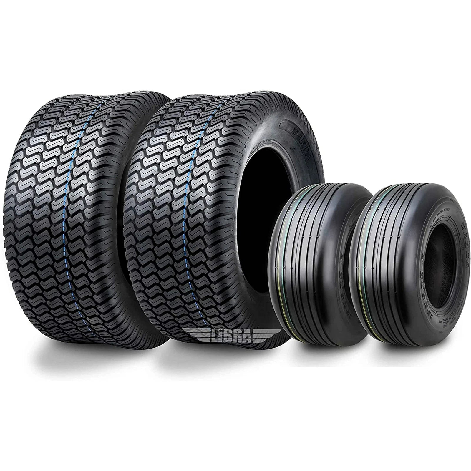 Set of 4 Wanda Turf Tires for Zero-Turn Lawn Mower (13x5-6 & 23x10.50-12)