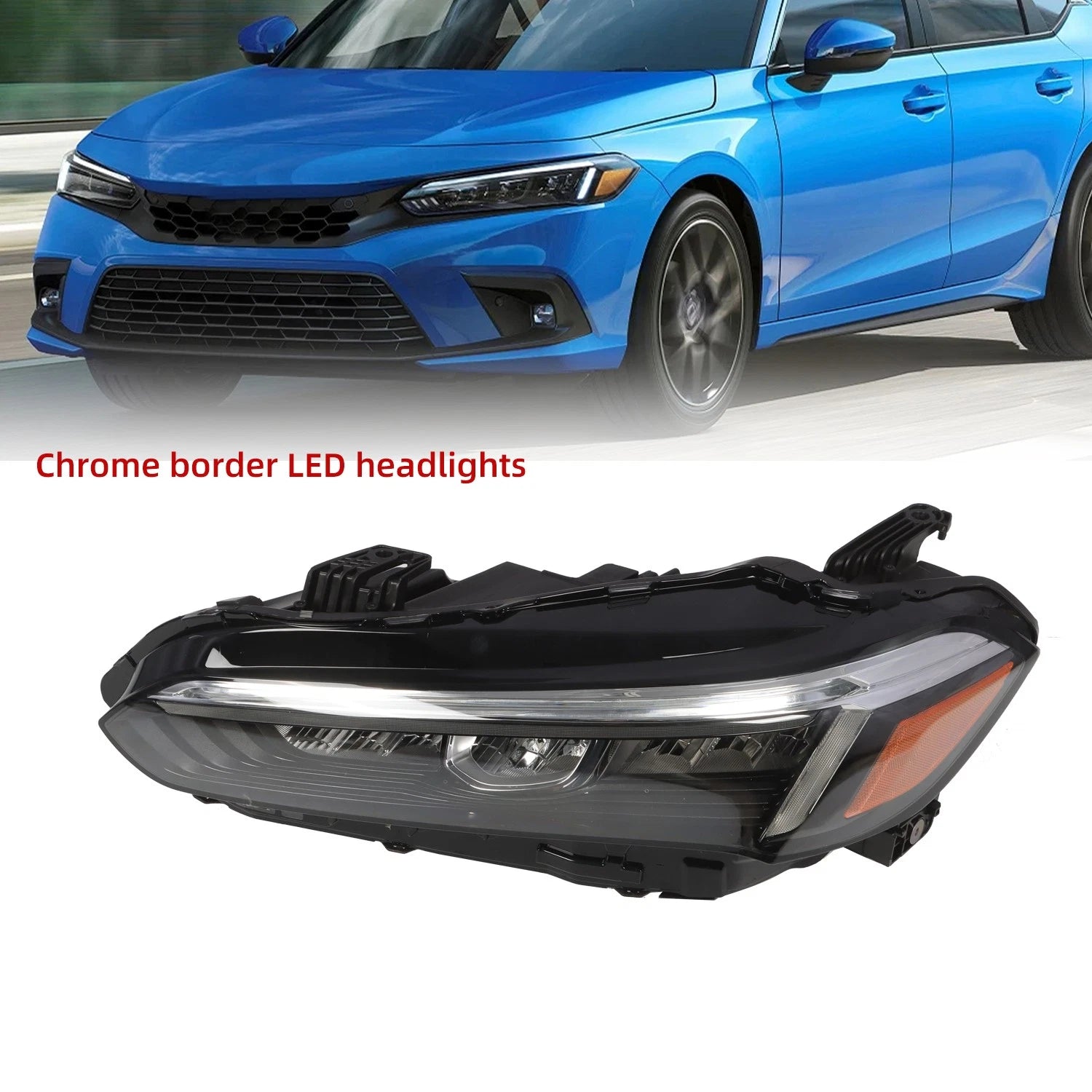LED Front Headlight Assembly Left Chrome for Honda Civic Sedan (2022–2024)