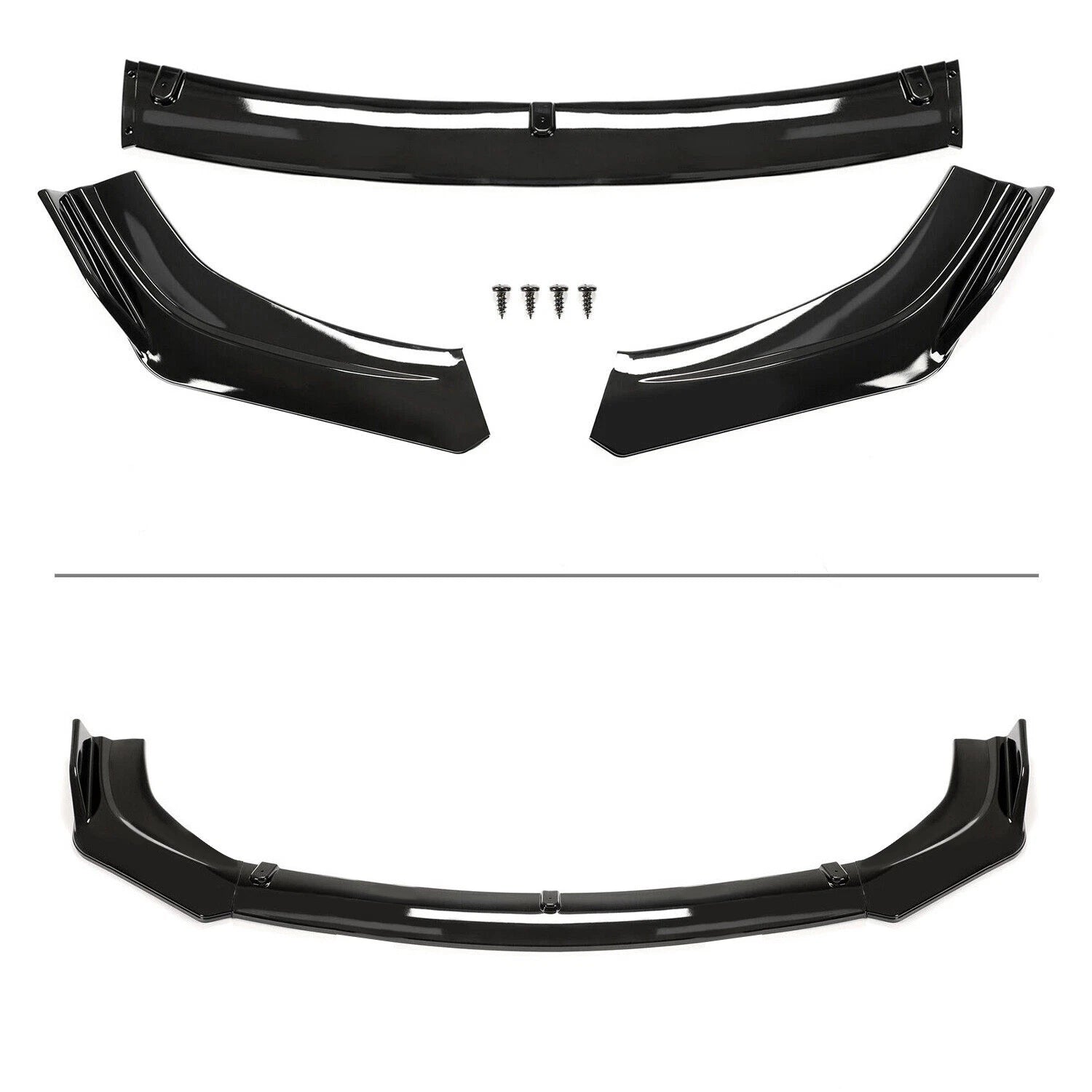 Front Bumper Lip Spoiler for Honda Civic Sedan (2016–2021) Painted Black