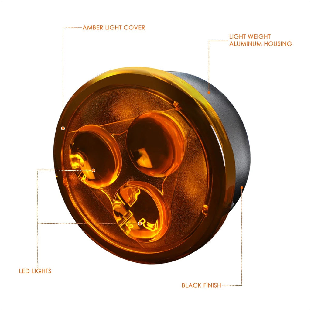 2X Amber Lens Front Bumper LED Turn Signal Lights for Jeep Wrangler JK (2007–2018)