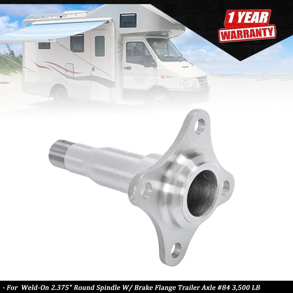 Weld-On 2.375" Round Spindle with Brake Flange for Trailer Axle (Fits 84)