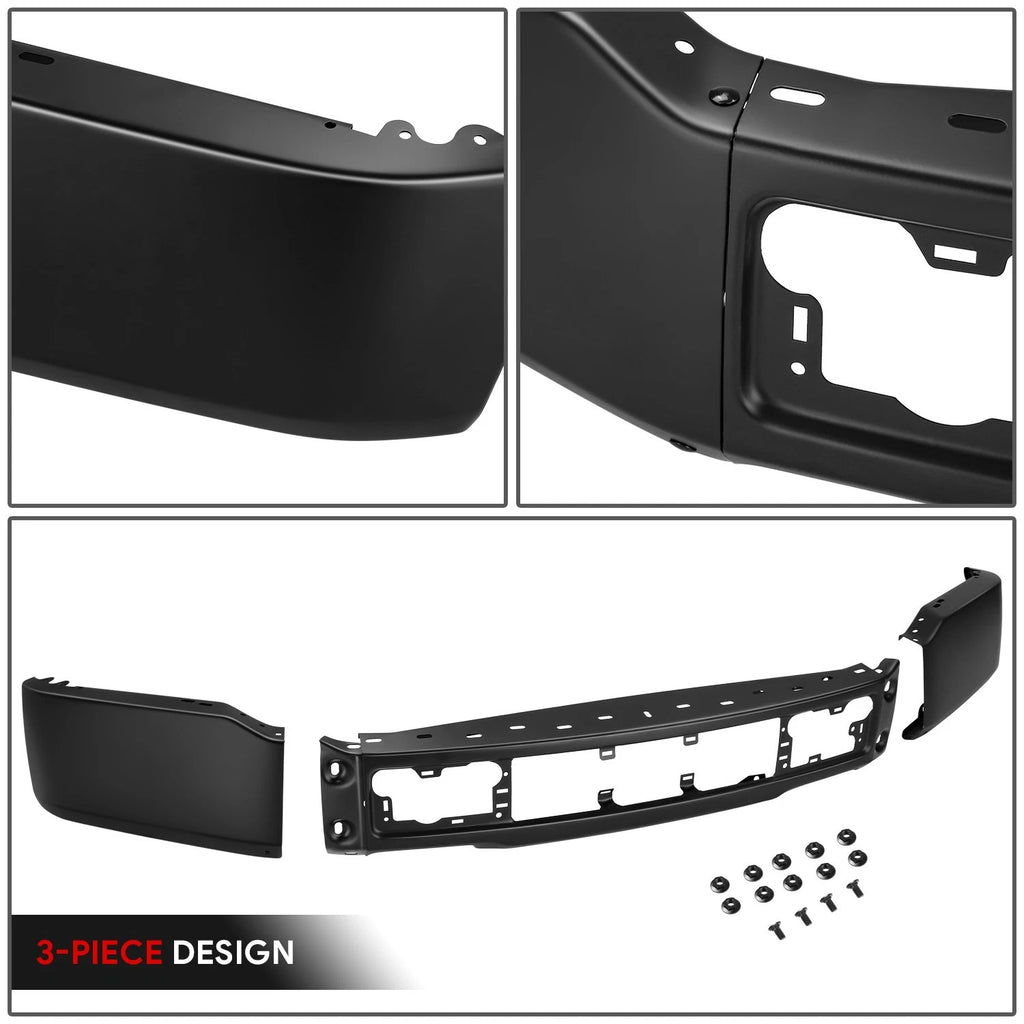 3-Piece Front Bumper Face Bar for Ford F-150 (2018–2020) Black w/o Fog Light Holes