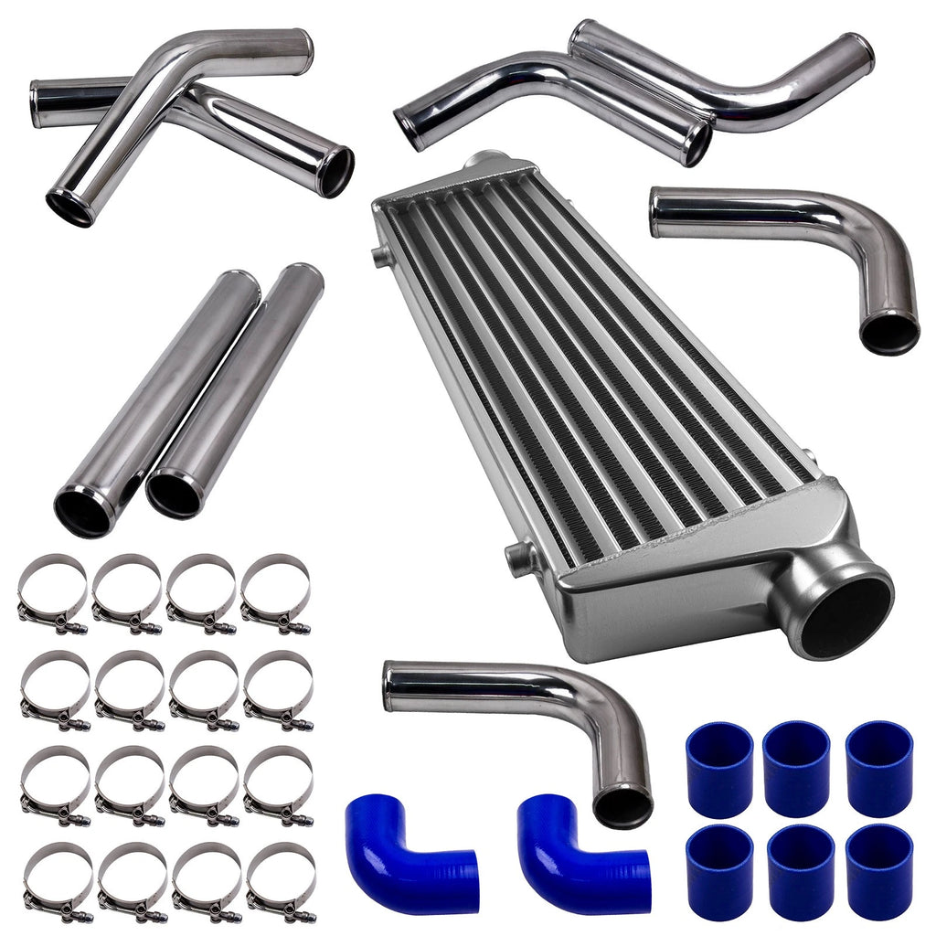 Universal Turbo Intercooler 27"x7"x2.5" & 2.5" Aluminum Pipe Tube & Couplers