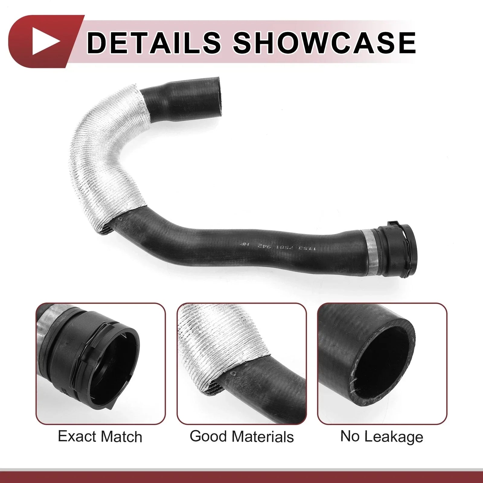 Radiator Coolant Hose 3.0L L6 for BMW 528i (2011) Rubber Black