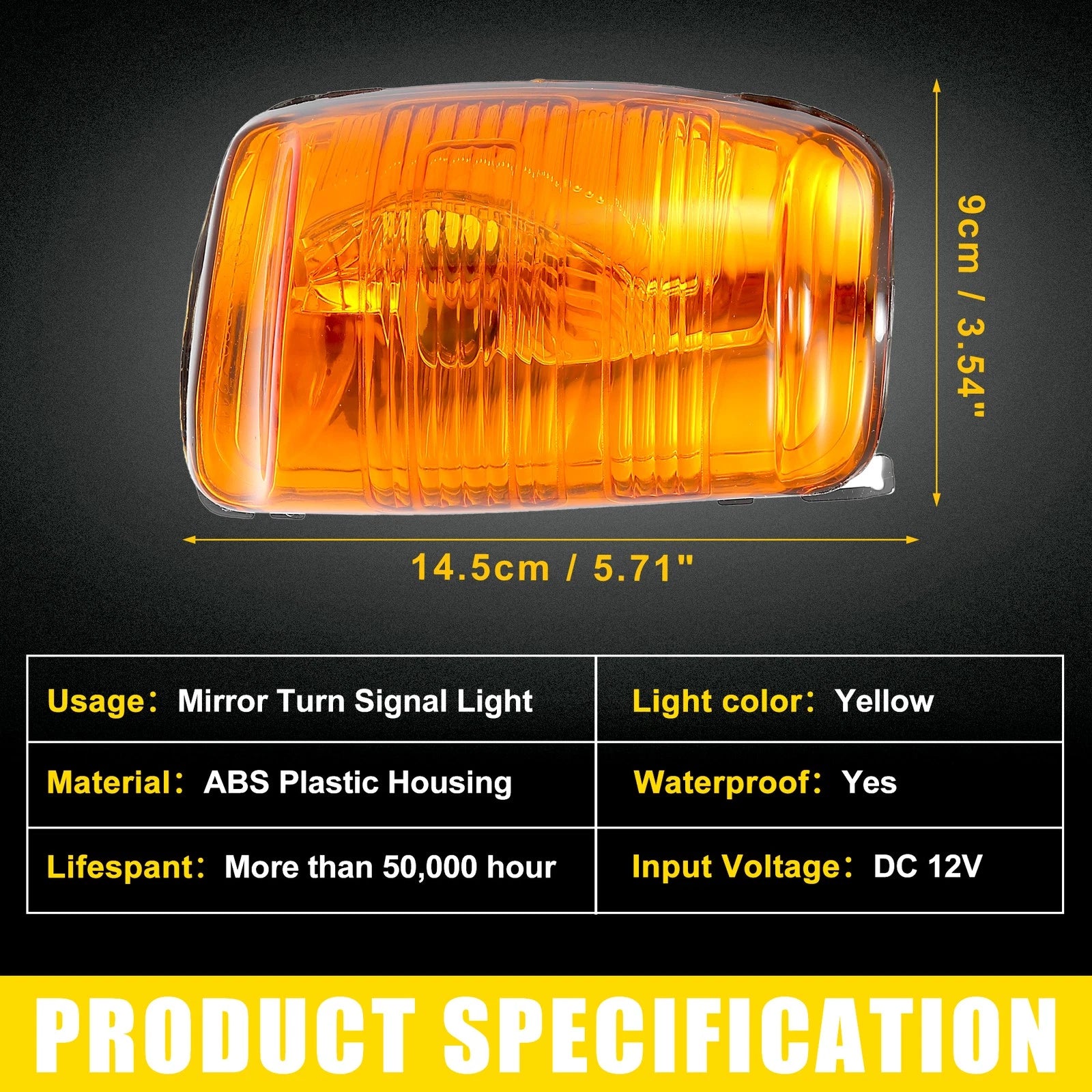 Pair Front Side Mirror LED Turn Signal Light No.BK3Z13B375D for Ford Transit (2014–2023)