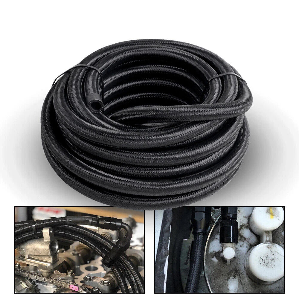 Set of 4 Nylon Stainless Steel Braided Oil Fuel Line Hoses