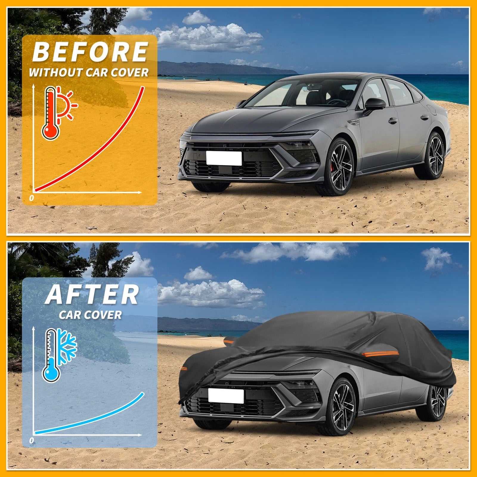Waterproof Car Cover for Hyundai Sonata (190T-PU, Black)