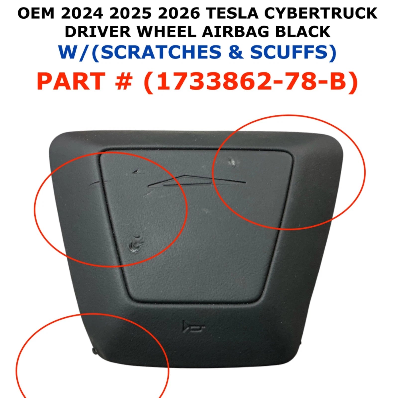 Driver Wheel Airbag for Tesla Cybertruck (2024–2026) 1733862-78-B, Black