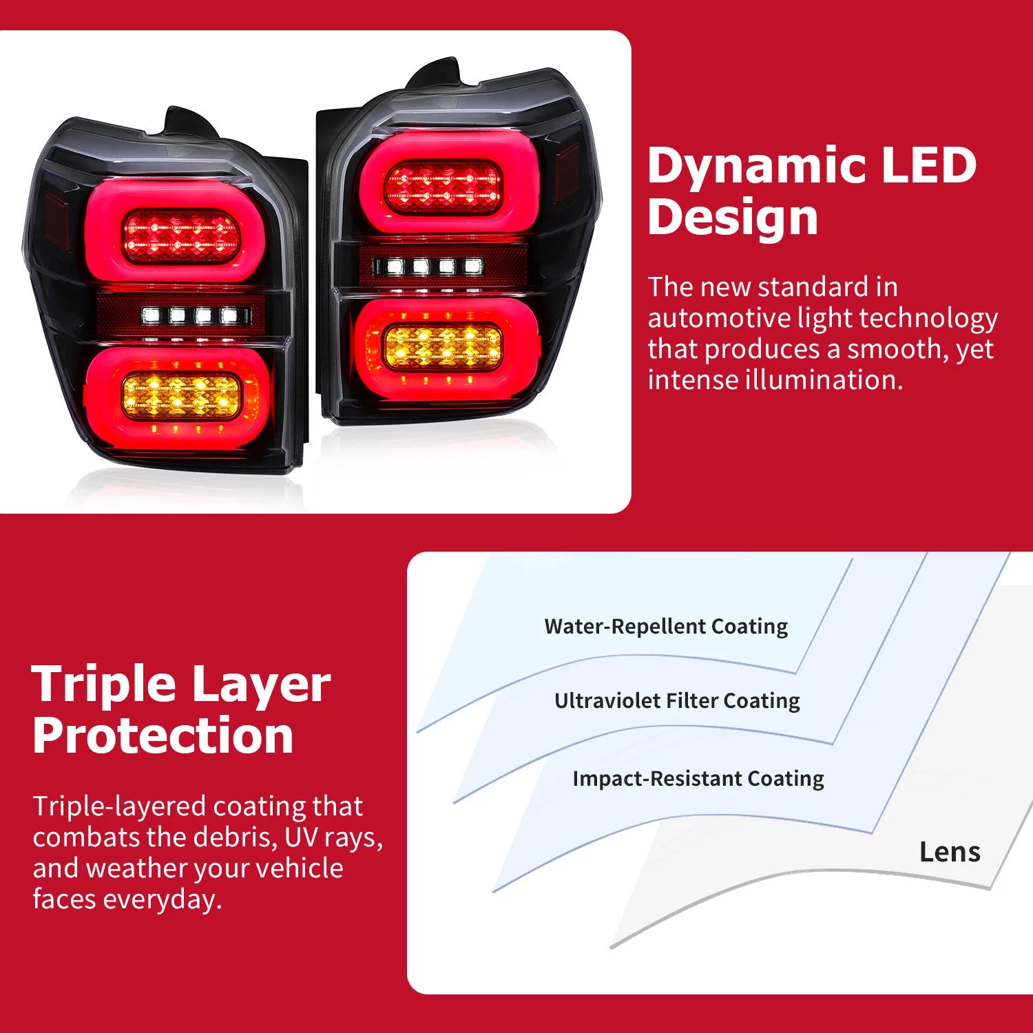 Full LED Tube Tail Lights for Toyota 4Runner (2010-2023)
