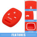 Smart Key Fob Cover for Honda Accord Civic CR-V Pilot Black Red (2 x)