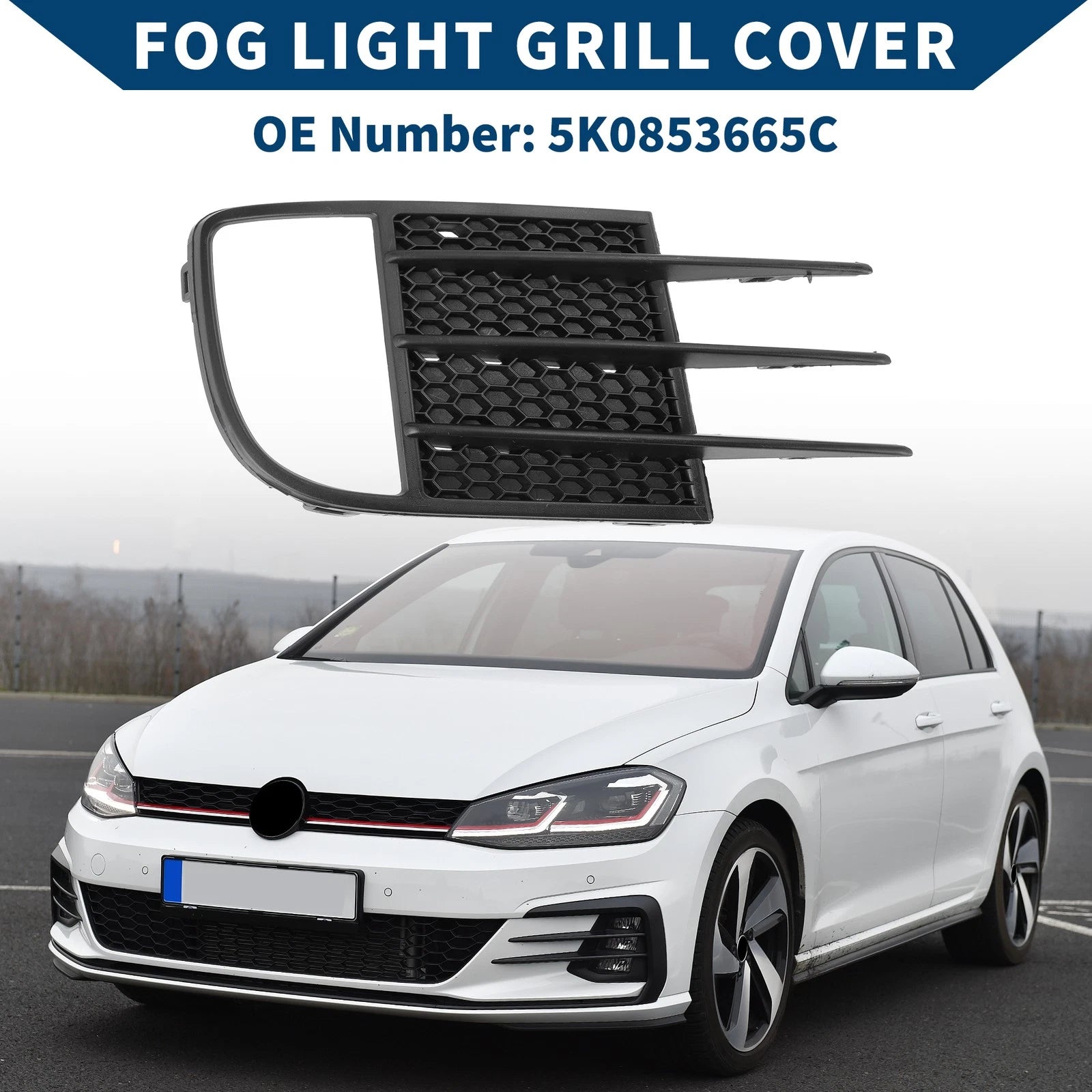 1pc Fog Light Grill for Volkswagen GTI (2010–2014) No.5K0853665C