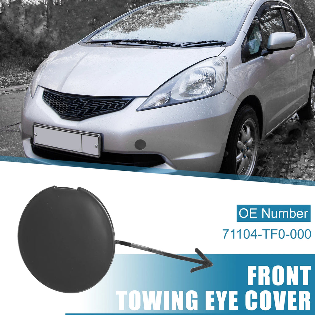 Front Bumper Tow Hook Cover 71104-TF0-000 for Honda Jazz Fit (2008–2010) Matte Black