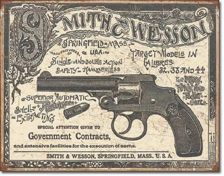Smith & Wesson 1892 Ad Tin Sign Wall Decor (2014)