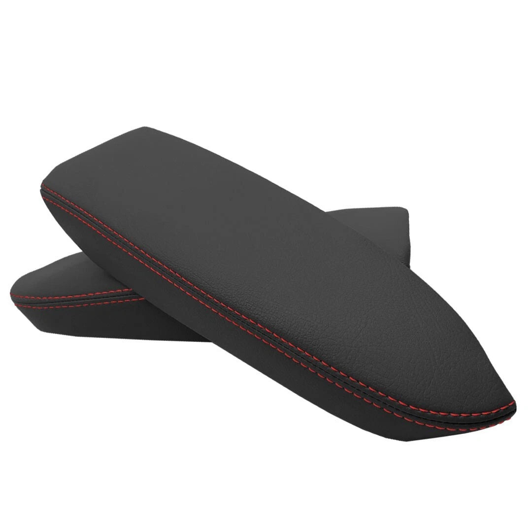 Front Door Armrest Cover for Acura TL (2004–2008) Red Stitch PVC Leather